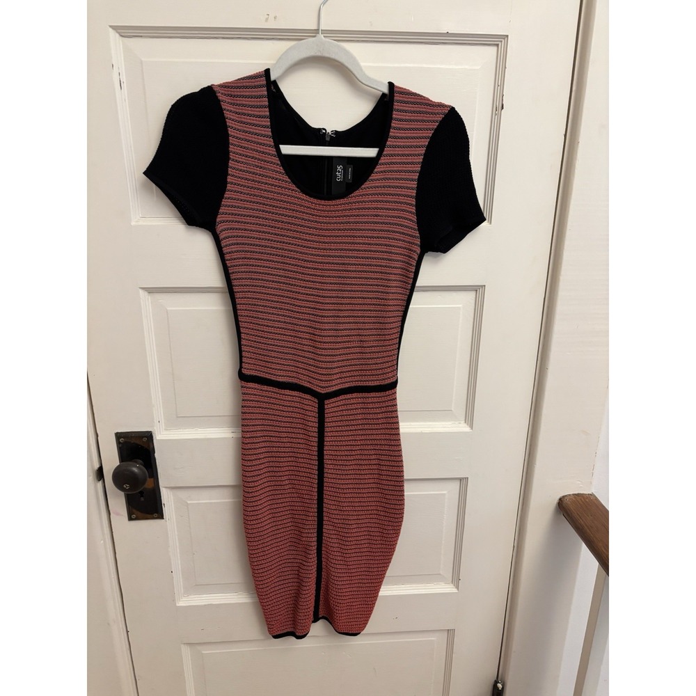 Yigal Azrouel Cut25 Women's Black Color block Knit Bodycon Mini Dress Size Small
